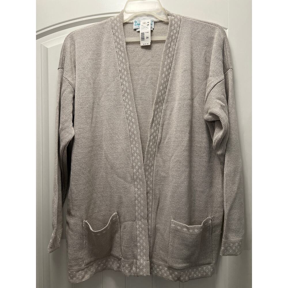 NWT Draper’s & Damon’s Women’s Open Front Acrylic Cardigan Sweater Size 2X Beige